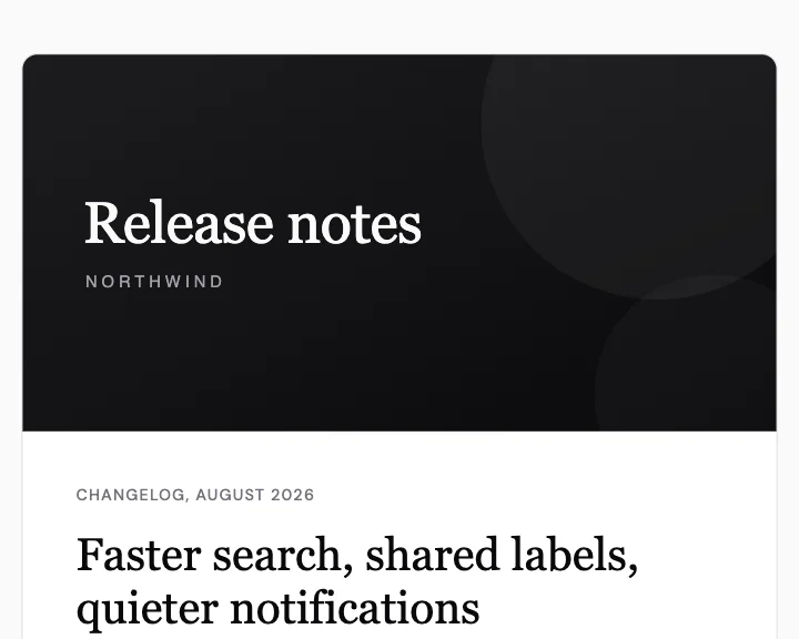 Preview of the Product announcement template
