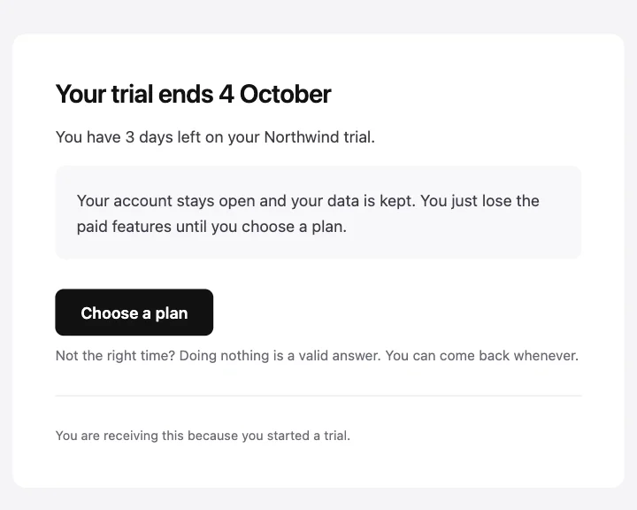 Preview of the Trial ending template