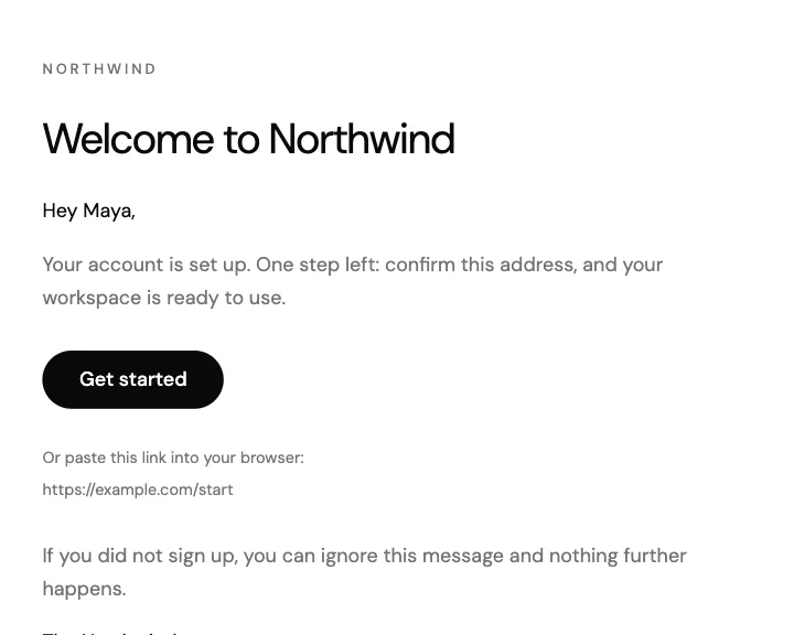Preview of the Welcome template
