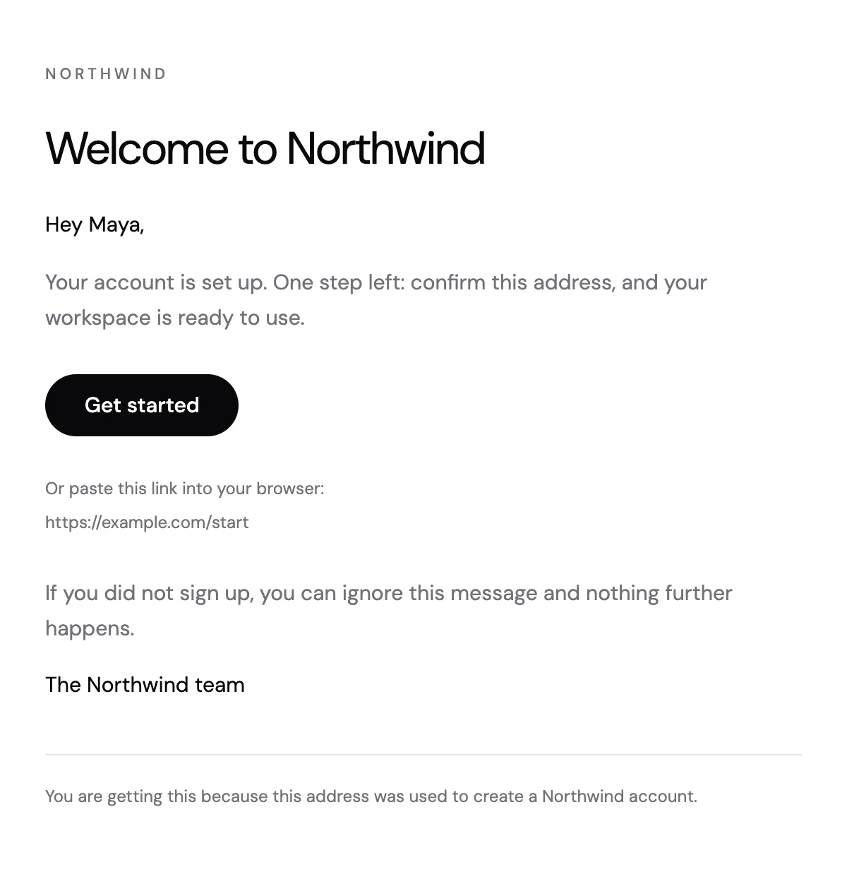 Preview of the Welcome template